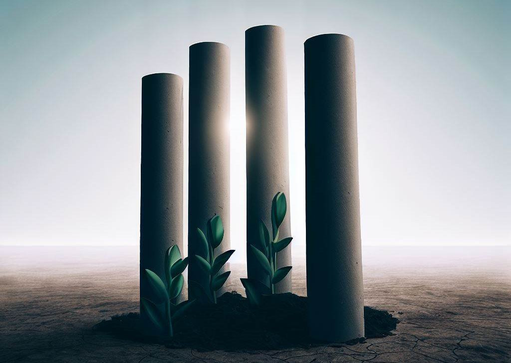 Pillars coming out of the ground